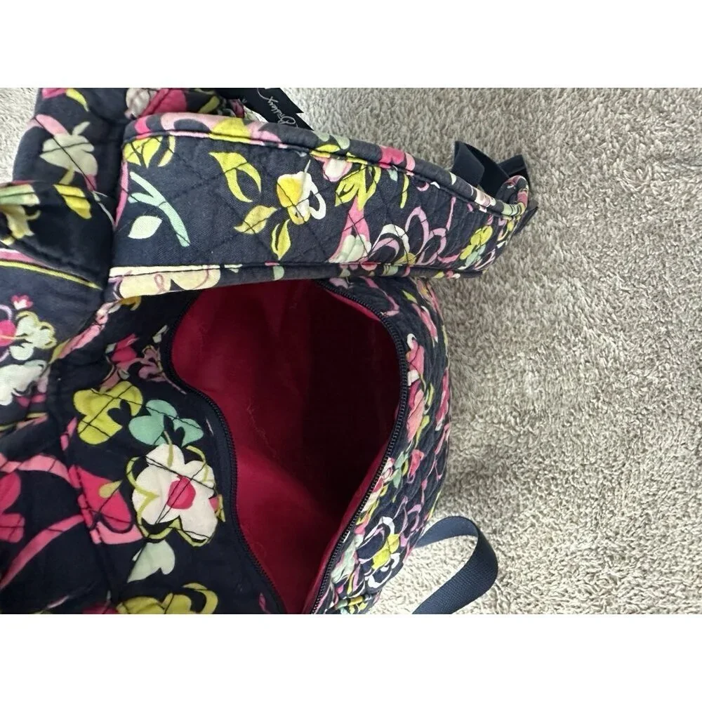 Vera Bradley Navy Blue and Multicolored Floral Quilted Stitch Backpack
